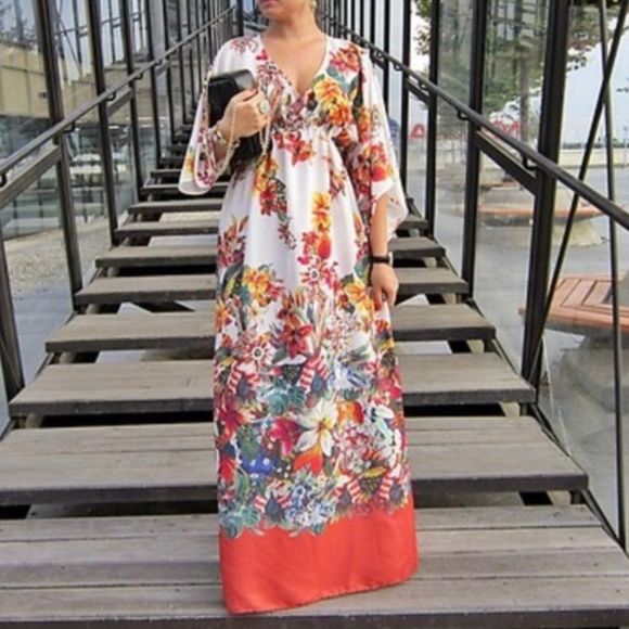 ZARA Kimono Floral Maxi Dress Boho Festival Vacation Beachwear Size Small - Picture 2 of 12